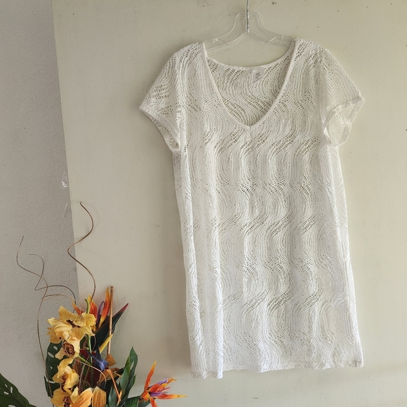 Alexa & Stella White Crocheted Size 1X Beach Cover-up Top - Picture 11 of 11